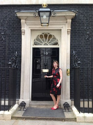 Tracey Earley outside number 10