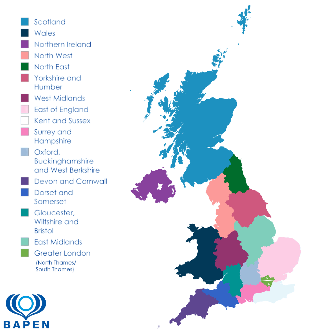 BAPEN UK Regions Map