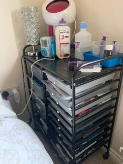 Medical trolley next to Mike’s bed